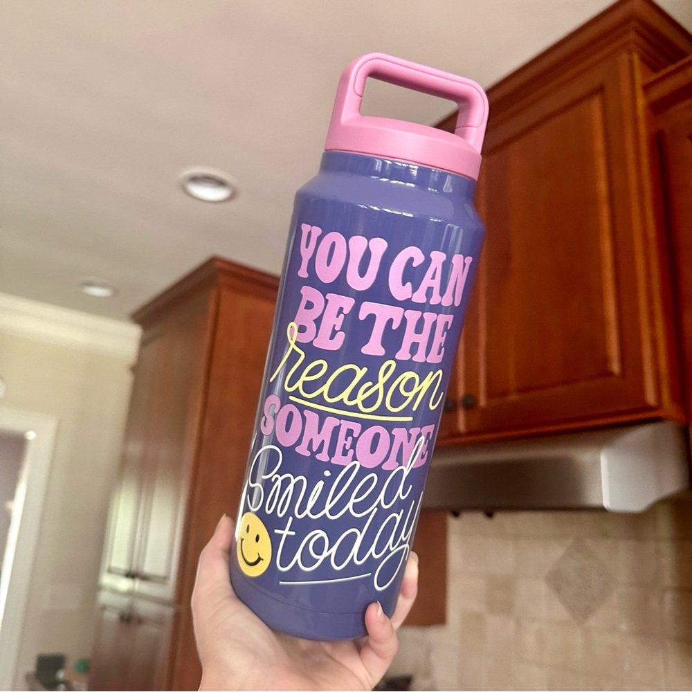 OCS Designs 40 oz Graphic Smiley Face Water Bottle Tumbler